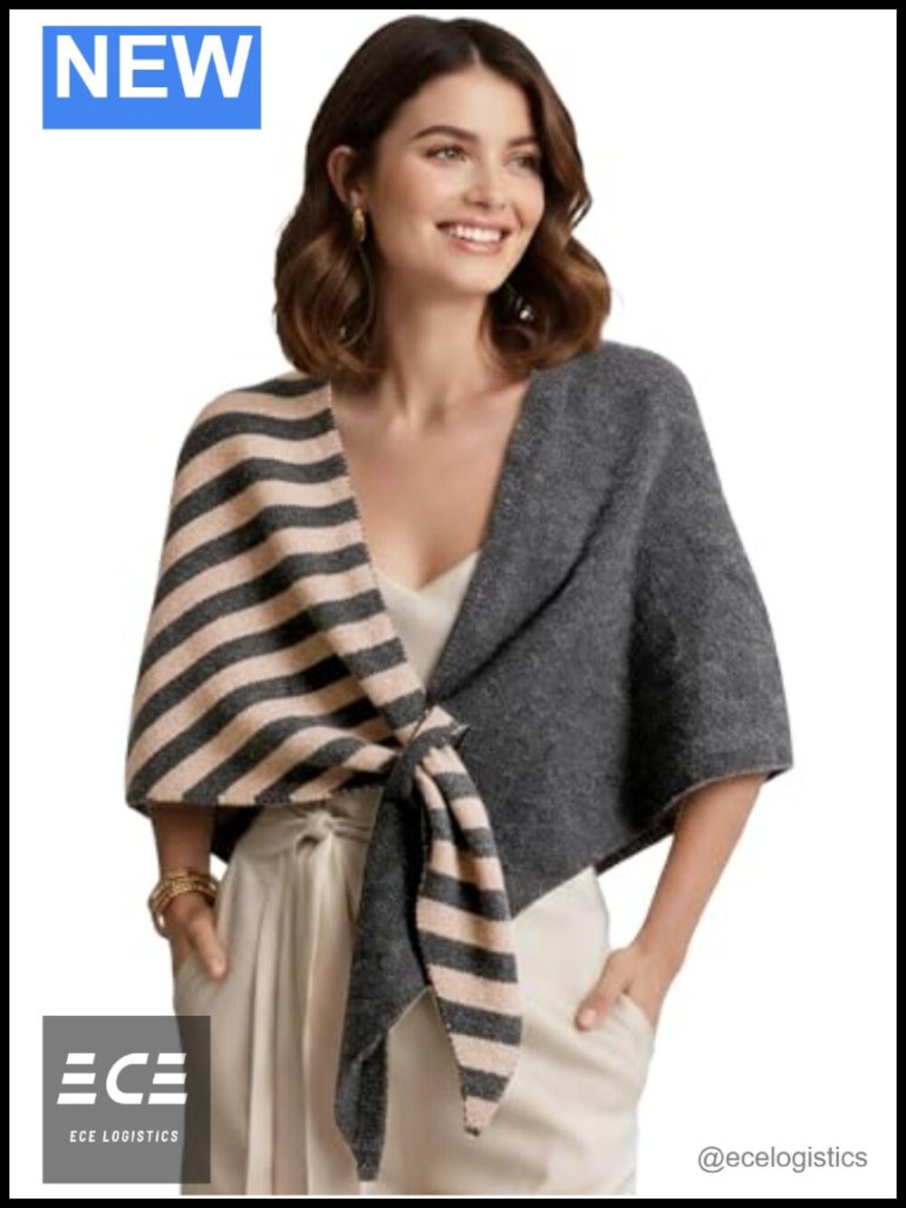 Knitted Shawl Wrap Wool Blend Warm Scarf Cardigan Cape Shoulder Top Sweater